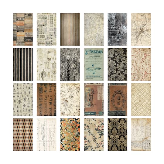 Tim Holtz® Idea-Ology 6" x 10" Antique Halloween Double-Sided Paper Backdrops, 24 Sheets